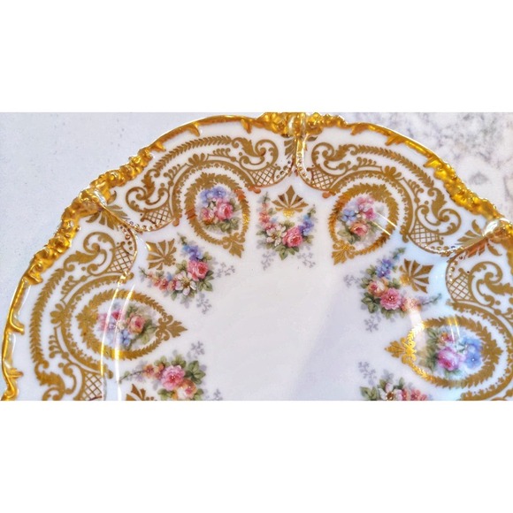 Vintage RARE Jean Pouyat Limoges Gold Gild Plate Floral - Picture 4 of 10